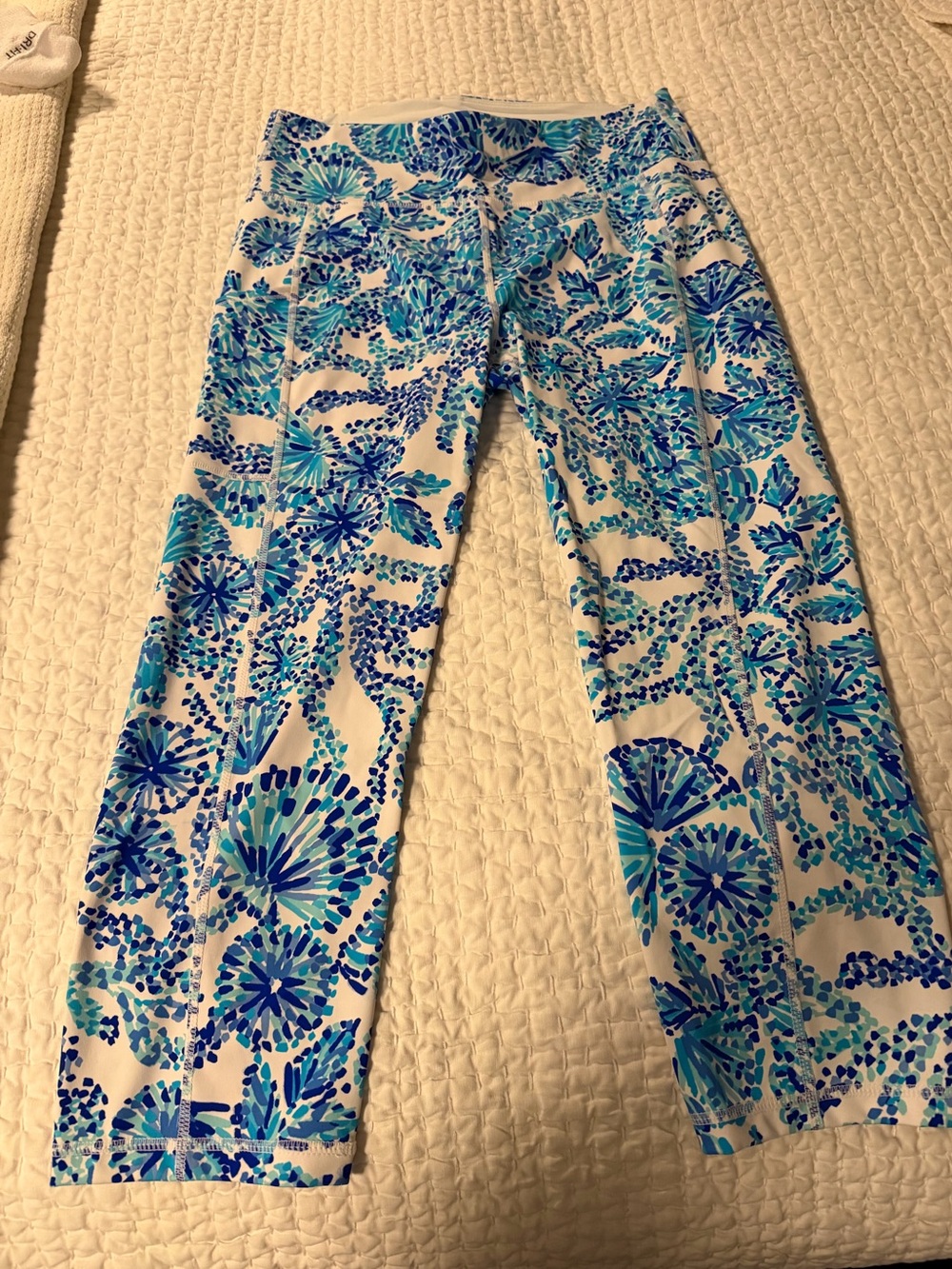 Lilly Pulitzer White Pants with Blue Floral Print